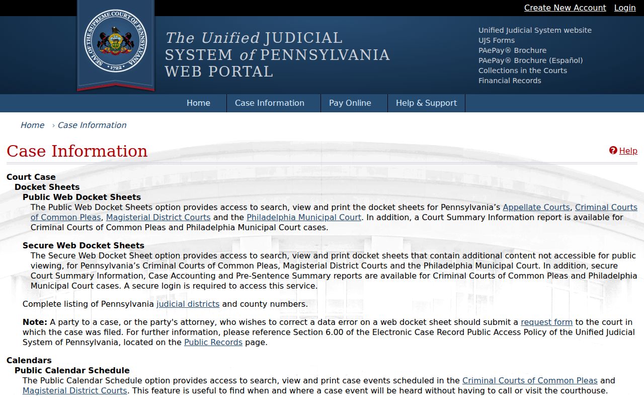 Chester County residents directory Pennsylvania UJS public docket search